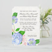 Blauw n Roze Hortensia's Waterverf Floral Arabesqu Kaart (Staand voorkant)