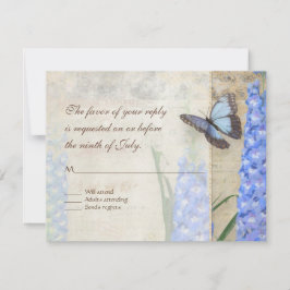 Blauw n White Floral Butterfly Botanical Flowers RSVP Kaartje