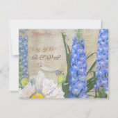 Blauw n White Floral Butterfly Botanical Flowers RSVP Kaartje (Achterkant)