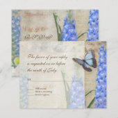 Blauw n White Floral Butterfly Botanical Flowers RSVP Kaartje (Voorkant / Achterkant)