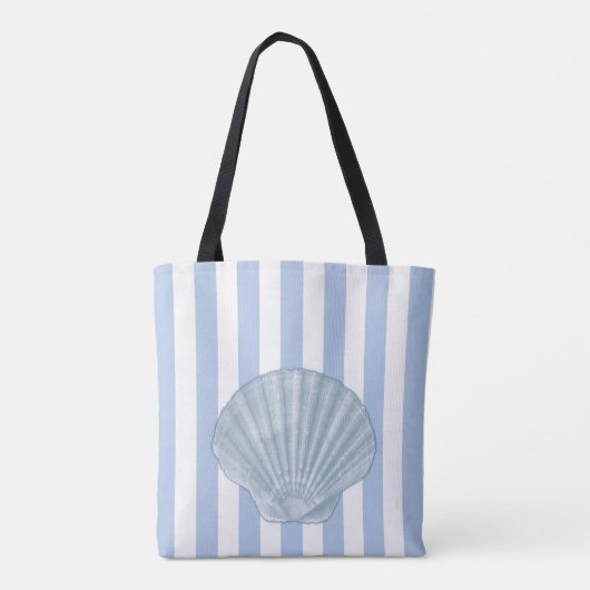 Blauw naadje en stripes tote bag (Achterkant)