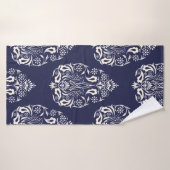 blauw naadloos demaselement badhanddoek (Badhanddoek)