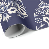 blauw naadloos demaselement cadeaupapier (Rol Hoek)