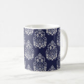 blauw naadloos demaselement koffiemok (Voorkant rechts)