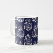 blauw naadloos demaselement koffiemok (Voorkant links)