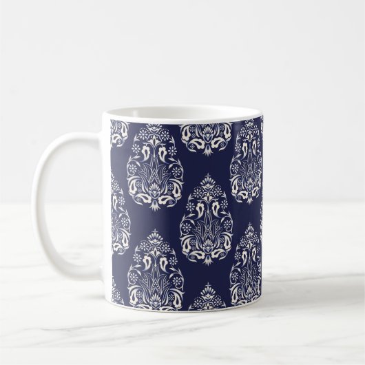 blauw naadloos demaselement koffiemok (Links)