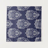 blauw naadloos demaselement wandkleed (Voorkant (horizontaal))