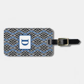 Blauw naadloos patroon bagagelabel (Voorkant horizontaal)