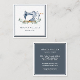 blauw naaimachine Mode Stijllijst Vierkante Visitekaartje