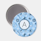 Blauw Naaipatroon met Monogram Magneet (Voorkant / Achterkant)