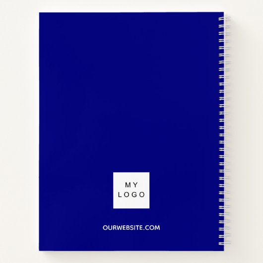 Blauw naam schrift bedrijfslogo notitieboek (Achterkant)