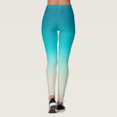 Blauw naar Aqua Gradiënt Leggings Moderne Ombre At (Achterkant)