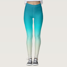 Blauw naar Aqua Gradiënt Leggings Moderne Ombre At