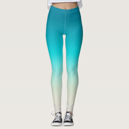 Blauw naar Aqua Gradiënt Leggings Moderne Ombre At