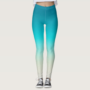Blauw naar Aqua Gradiënt Leggings Moderne Ombre At