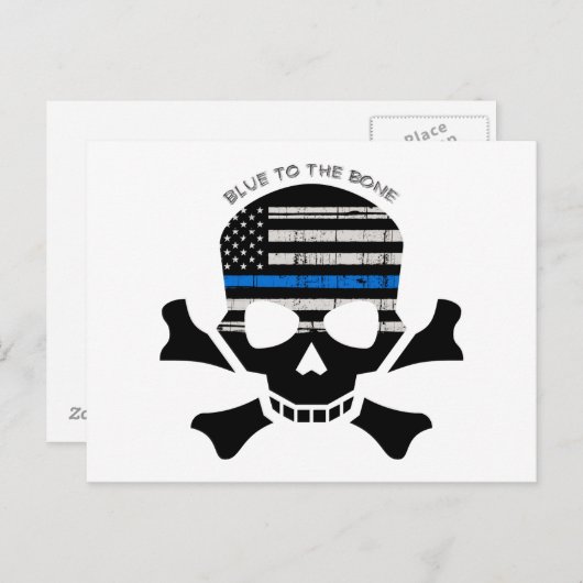 Blauw naar de bot (zwart) briefkaart (Voorkant / Achterkant)