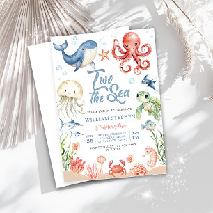 Blauw naar de zee Oceandieren 2e verjaardag Kaart