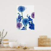 blauw naar eu - Waterverf Poster (Keuken)