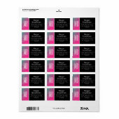 Blauw naar roze glitter/B&W/DIY Naam Adres Monogra Etiket (Full Sheet)