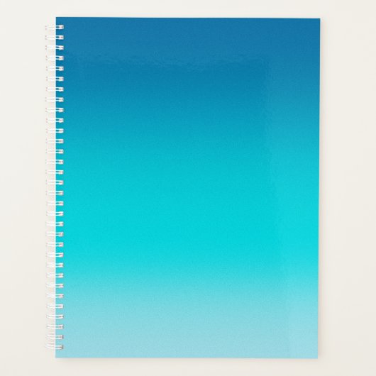 Blauw naar Teal Verlopende Spiraal Notebook Minima Planner (Voorkant)