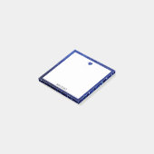 Blauw namaak glitters hart en rand op wit met naam post-it® notes (Schuin)