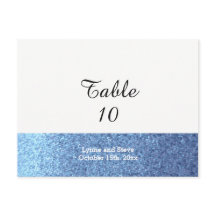 Blauw namaak glitters tafel plaatskaart
