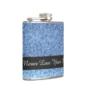 Blauw namaak glittersparkel nooit kwijt heupfles (Rechts)