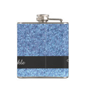Blauw namaak glittersparkel nooit kwijt heupfles (Achterkant)