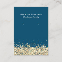 Blauw namaak goud glittersieraden oorbel display visitekaartje