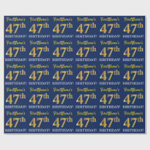 Blauw, namaak goud uitziende "47e VERJAARDAG"
