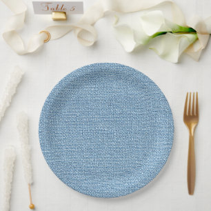 Blauw namaak linnen stof Elegant Papieren Bordje