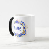Blauw Namaste Gepersonaliseerde Naam Monogram Magische Mok (Voorkant links)