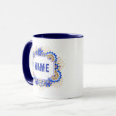 Blauw Namaste Gepersonaliseerde Naam Monogram Mok (Voorkant links)
