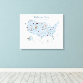 Blauw Nationaal Park Kaart Woodland Nursery Canvas Afdruk (Insitu (Houten vloer))