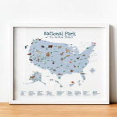 Blauw Nationaal Park Kaart Woodland Nursery Print