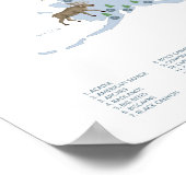 Blauw Nationaal Park Kaart Woodland Nursery Print (Hoek)