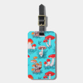  blauw natuurherfst paddenstoel bagagelabel (Voorkant verticaal)