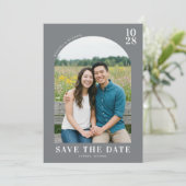 Blauw Natuurlijke Foto met Opgewekte Sfeer Save The Date (Staand voorkant)