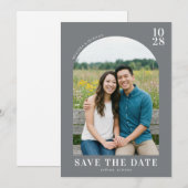 Blauw Natuurlijke Foto met Opgewekte Sfeer Save The Date (Voorkant / Achterkant)