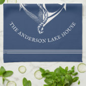 blauw Nautical Anchor Lake House Boat Theedoek (Gevouwen)