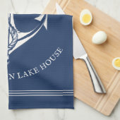 blauw Nautical Anchor Lake House Boat Theedoek (Quarter Fold)