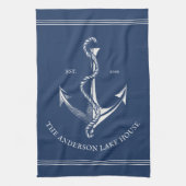  blauw Nautical Anchor Lake House Boat Theedoek (Verticaal)
