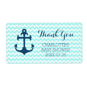 Blauw Nautical Baby shower Favor Labels