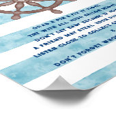 Blauw Nautical Sailor Aquarel Baby shower Spel Poster (Hoek)