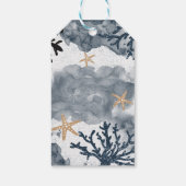 Blauw Nautilus Koraal Aquarel Elegant Feest Cadeaulabel (Achterkant)