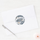 Blauw Nautilus Koraal Aquarel Elegant Feest Ronde Sticker (Envelop)