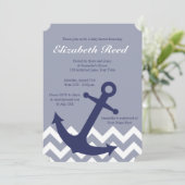 Blauw Nautisch Anchor op het Baby shower van de Ch Kaart (Staand voorkant)
