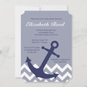 Blauw Nautisch Anchor op het Baby shower van de Ch Kaart (Voorkant)