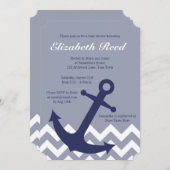 Blauw Nautisch Anchor op het Baby shower van de Ch Kaart (Voorkant / Achterkant)