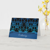 Blauw nautisch anker motief 2 kaart (Gele Bloem)